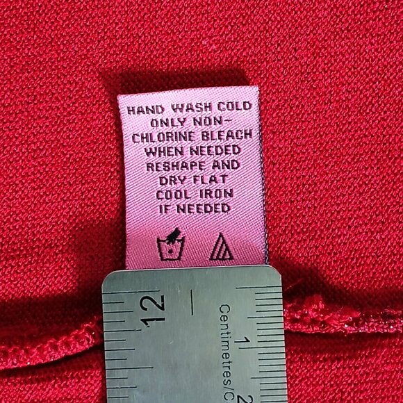 Carmen Marc Valvo Red HalfSleeve Stretch ScoopNeck Pleated Midi Sweater Dress XL - Picture 9 of 12